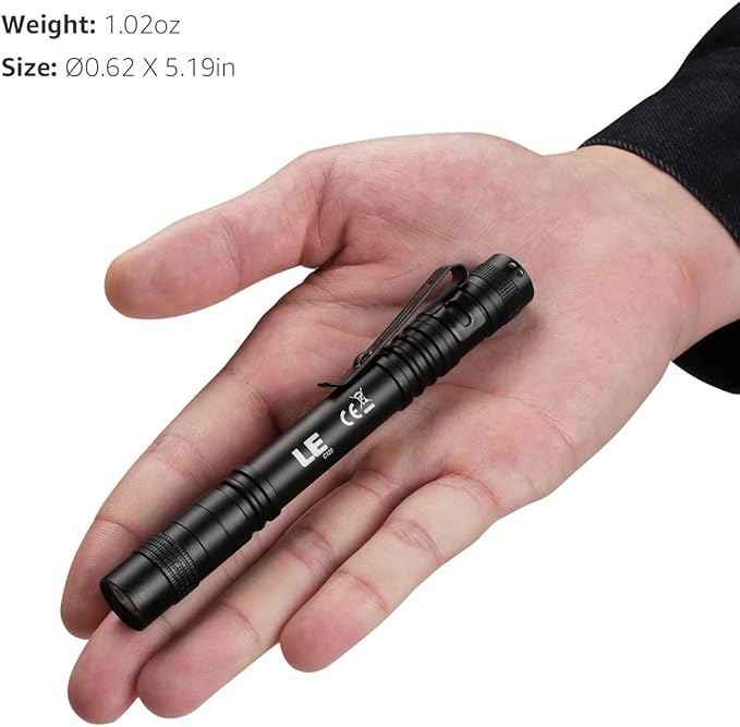 LE LED Pen Flashlights, Lightweight, Mini, Waterproof Pocket Flashlight with Clip, 2 Pack Small Flashlights for Inspection, Work, Emergency
