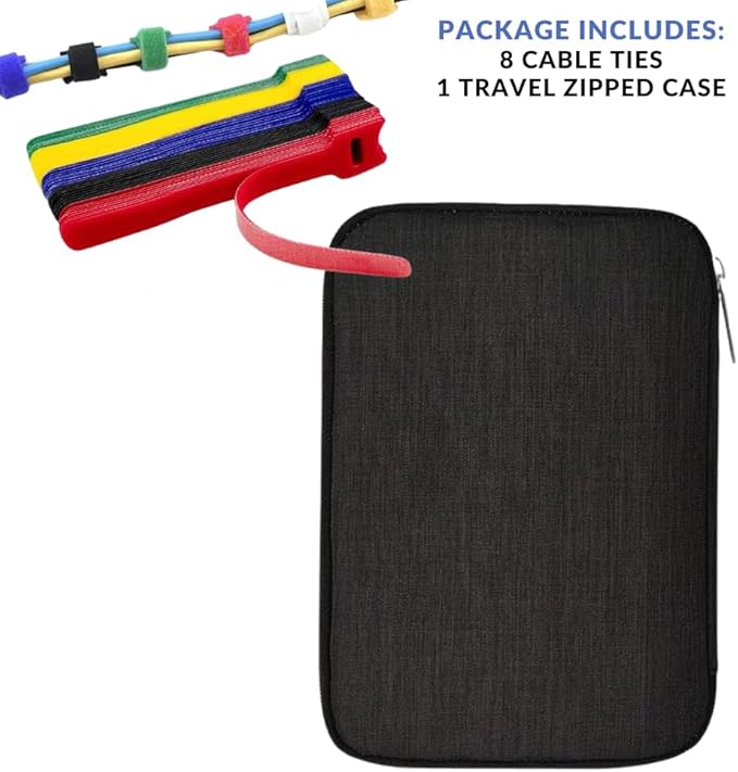 Travel Case Carry Pouch Electronic Accessories Organizer Portable Waterproof Double Layers All-in-One Storage Bag for Power Bank USB Cable Mouse Cords Charger Phone Earphone Flash Drive Black