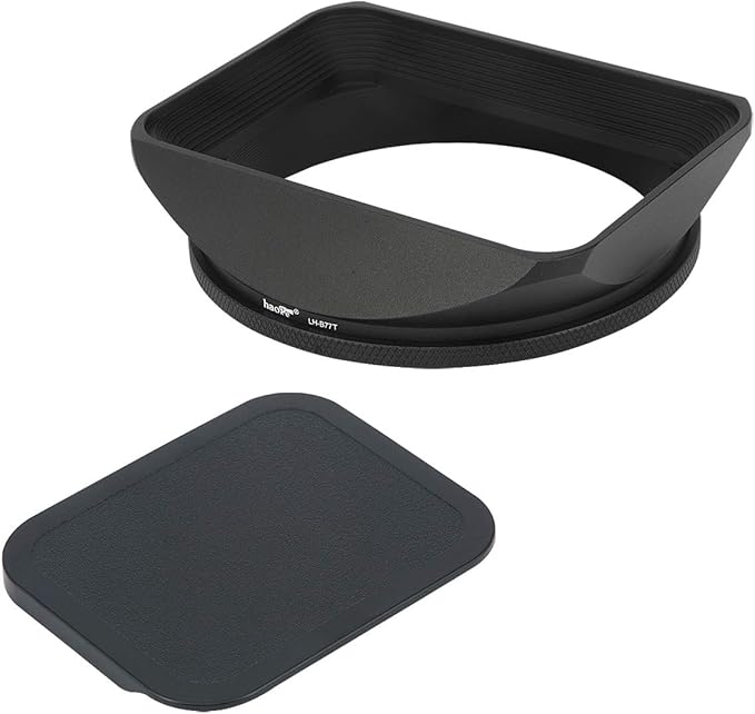 Haoge 77mm Square Metal Screw-in Mount Lens Hood Shade with Cap for 77mm Canon Nikon Sony Leica Leitz Carl Zeiss Voigtlander Nikkor Panasonic Fujifilm Olympus Lens and Other 77mm Filter Thread Lens