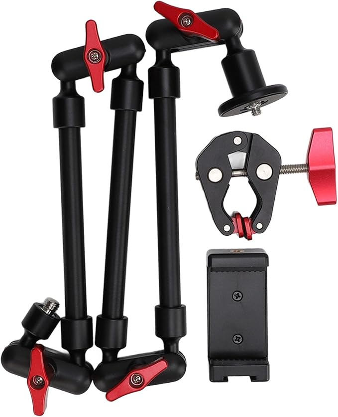 Yunseity 31Inch / 22inch Adjustable Articulating Friction Magic Arm, 360° Camera Clamp Mount with 1/4 Inch 3/ Thread, Super Desk Clamp Camera Mount Magic Arm for LED Lights