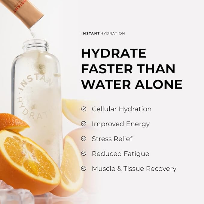Instant Hydration Electrolytes Powder Packets - Citrus Orange Drink Mix - Zero Sugar - Keto, Vegan, Gluten-Free, Non-GMO - Boost Recovery, Brain Health, Muscle & Tissue Support- 30 Sticks