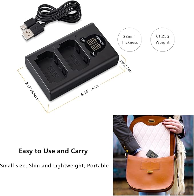 NP-FZ100 Battery Charger, PHOLSY Camera Battery Charger NP-FZ100 Dual USB Charger BC-QZ1 for NP-FZ100 Battery Compatible with Sony Camera a1 a9M2 a9 a7SM3 a7RM4A a7RM4 a7RM3A a7RM3 a7C a7M4 a7M3 a6600