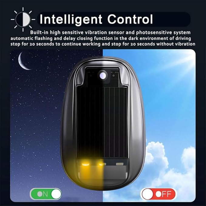 Solar Car Roof RGB Strobe Light with Remote Control Cab Signal Lam, No Drill Solar Cab Lights, 8 Colors LED Strobe Lights, Waterproof Solar LED Roof Lamp for Trucks Cars, SUVs, RVs (1pc)