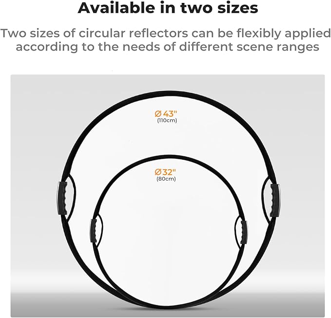 K&F CONCEPT Light Reflector with Grips, 43"(110cm) 5-in-1 Photography Diffuser Collapsible Portable with Grips for Studio and Outdoor Lighting Gold Silver White Black Translucent