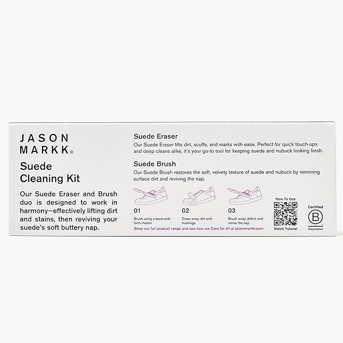 Jason Markk Suede Cleaning Kit, Shoe Cleaner, 2-Piece Set, Brush & Stain Eraser, Sneaker Care, Ideal for Footwear, Safe for Leather, Suede, Nubuck, Cotton, Knits