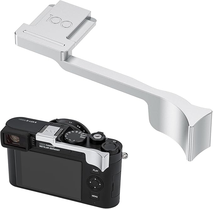 D-LUX8 DLUX8 Thumb Up Grip, Aluminum Alloy Thumb Grip for Leica D-LUX8, with Hot Shoe Cover Protector Thumb Rest Support Holder, Not Affect The Use of D-LUX8 Camera Buttons, D-LUX 8 Accessories-Silver