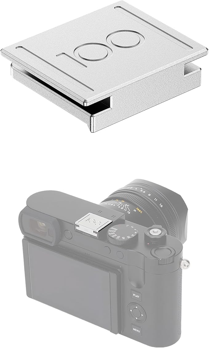 JJC Hot Shoe Cover for Leica Q3 43, Q3, Q2 Digital Camera, Aluminum Alloy Silver Shoe Mount Protective Cap with Bottom Silicone Pad, Full-Coverage Design Reduces Collisions & Scratches, Dustproof