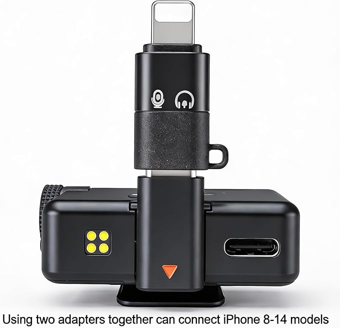 Type C Adapters for DJI Mic Mini, with USB C Adapter for Lightning Port Devices for iPhone Smartphone/PC/Mac Connector Accessories, Wireless Microphone Receiver, Plug and Play
