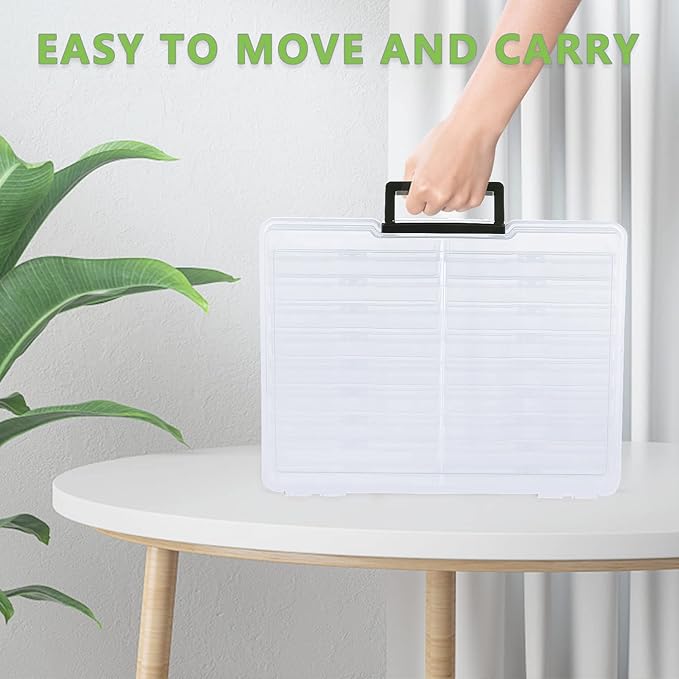 IDekooror Photo Storage Box 5" x 7", 18 Inner Extra Large Photo Organizer Container, Plastic Craft Storage Box with Handle for Pictures Stickers Stamps Seeds