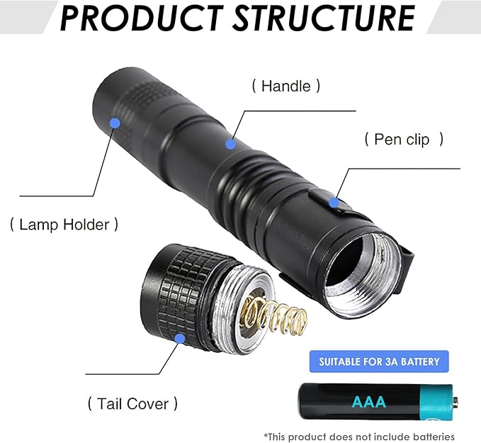 Mini Flashlight, AAA Small Pen Light with Clip, Portable 500lm Pocket Pen Flashlight for Inspection Repair Outdoor Emergency (6 Pack, Multicolor, 3.5")