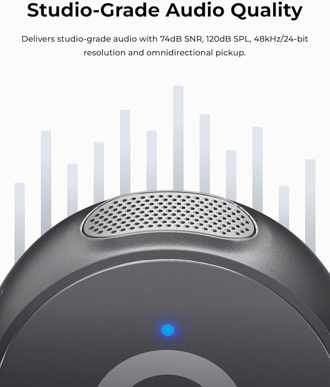 OBSBOT Vox Wireless Microphone, Dual Lavalier Mics with 300m Range, 48kHz/24-Bit Studio Audio, USB-C Plug & Play for Streaming, YouTube, Podcast, Vlog, Compatible with Phones & PC & Laptop
