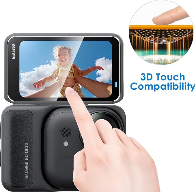 2 Pack Compatible with Insta360 Go Ultra Screen Protector + 2 Pack Camera Lens Protector,Full Coverage 9H Tempered Glass Film,HD Clear Scratch Resistant for Insta 360 Go Ultra Accessories