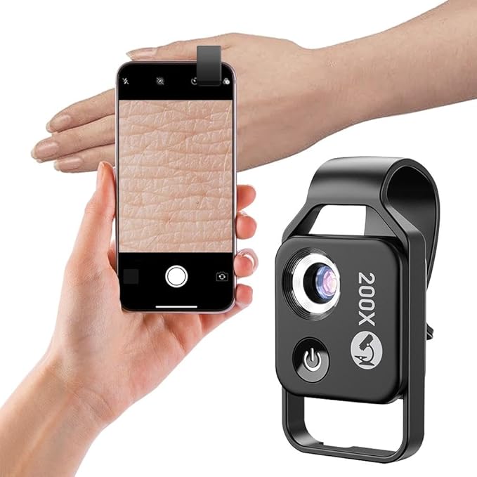 Nano Zoom 200x for iPhone, Phone Microscope Lens, 200x Phone Mini Pocket Microscope, Nanozoom 200x Magnification Zoom for iPhone, with LED Hd (MS002BK Without CPL)