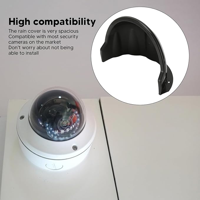 OWOKISO Universal Security Camera Sun Rain Cover Shield - Length 11.4", Width 8.0", Height 6.2" - Weatherproof Protective Roof for Dome/Bullet Outdoor Cameras (Black, 1Pack)