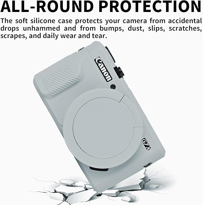 G7X Mark II Case, Protective Case for Canon Powershot G7X Mark II Digital Camera, Removable Lens Cover Silicone Sleeve Soft Camera Cover Rubber Protective Body Skin-Light Grey