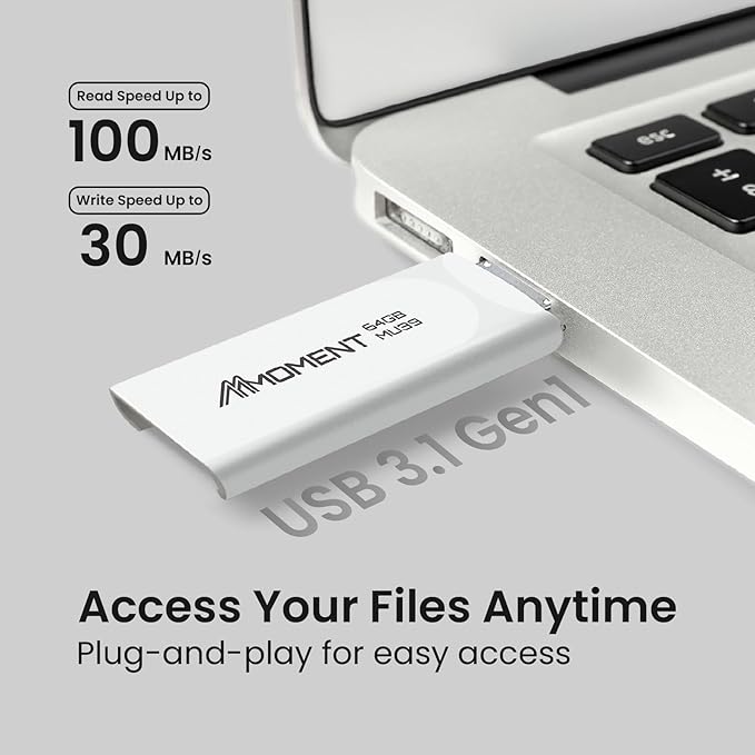 MMOMENT MU39 64GB USB 3.1 Gen1 Flash Drive, Read Speed up to 100MB/s, Retractable Design Thumb Drive
