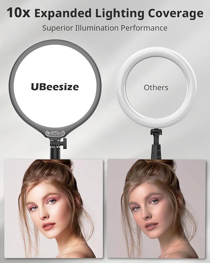 UBeesize 10.5in Laptop Ring Light with Stand and Phone Holder for Desk, Zoom Lighting for Computer, Video Recording, Streaming, Video Conference, Video Calls