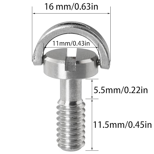 3PCS 1/4-20 Thread D-Ring Stainless Steel Camera Fixing Screws, D Shaft Quick Release Plate Mounting Screw for Camera Tripod Monopod QR Plate