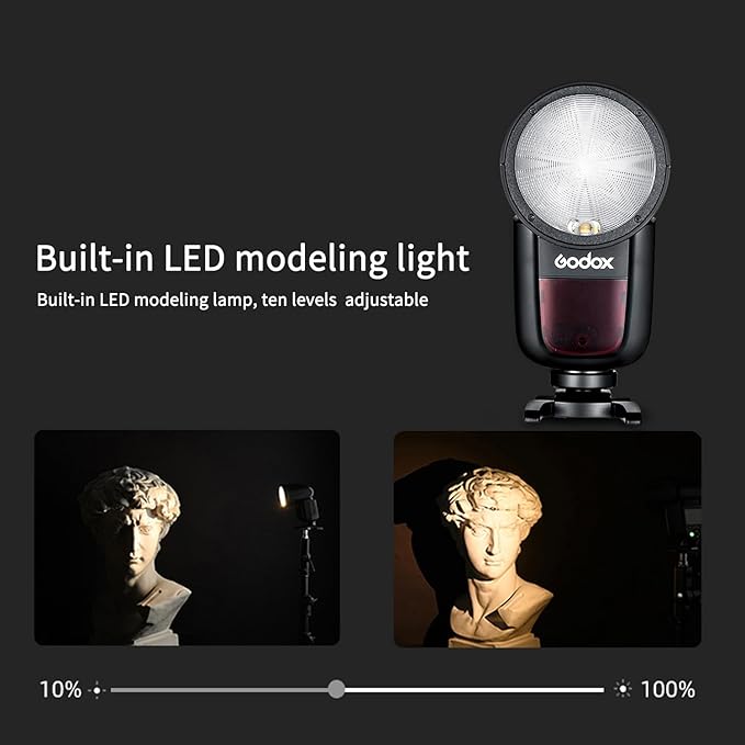 Godox V1-O Flash Speedlite for Olympus Panasonic, 76Ws 2.4G X Wireless TTL 1/8000 HSS Speedlight, 1.5s Recycle, 480 Full Power Flashes with Rechargeable Battery