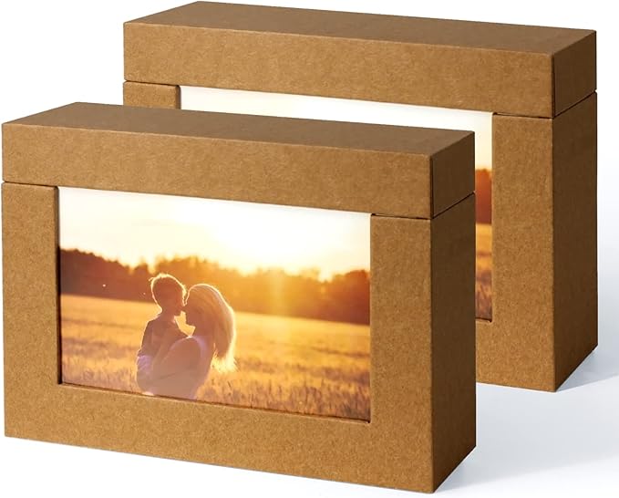 Aiuonenian Cardboard Photo Boxes 5x7 For Pictures, Family Photos Storage Box Set, Photo Album Box Archival For Couple Photos, Postcards Box (2 pack)