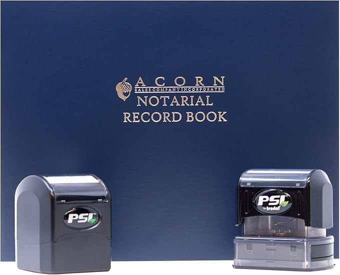 Texas Notary Supplies Package, Notary Supply for Texas, PSI Stamps with 5 Ink Color Choices, Kit Inc. Official Notary Stamp, Notary Record Book, and Notary Acknowledgement Stamp