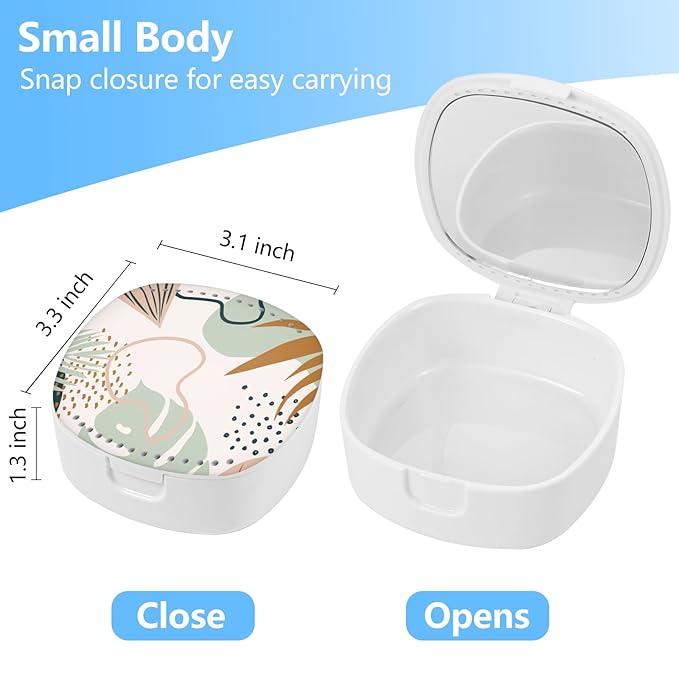 Retainer Case with Mirror & Ventilation Holes for Night Guards,Maple Leaf Green