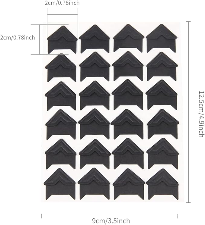 GOONAVI 480 Pcs Black Acid-Free Photo Corners Mounting Self Adhesive for DIY Photo Album, Journal & Stickers for Guestbook