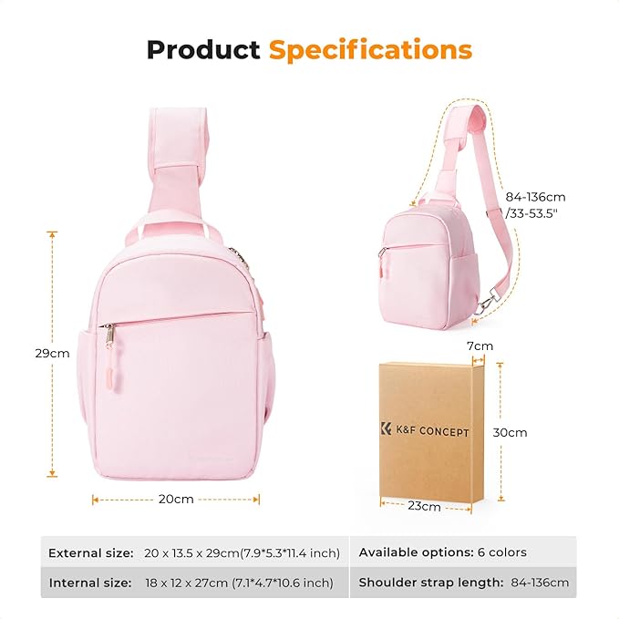 K&F CONCEPT Small Camera Bag for Photographer, Camera Sling Crossbody bag for DSLR/SLR/Mirrorless Camera, Compact Camera Case for Men and Women, Light Pink