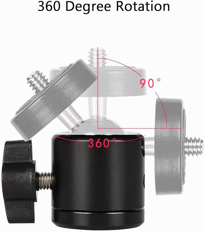 Universal 1/4" Swivel Mini Ball Head Screw Tripod Mount（2 Pack）, EszkozTA360 Degree Rotating Mount Base Adapter for DSLR Cameras HTC Vive Tripods Monopods Camcorder Light Stand…