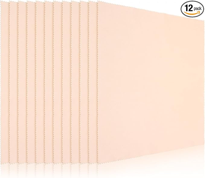 Frienda 12 Pack Large Microfiber Glass Cleaning Cloths 12 x 12 Inch Oversized Eyeglass Sunglasses Cleaning Cloths for Electronics Glasses Screens and Lenses(Beige)