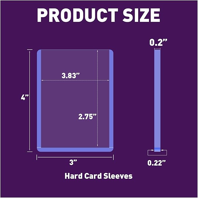 50ct 3"X4" Card Sleeves Hard Plastic - 180pt Hard Card Sleeve, Baseball Card Protectors Hard Plastic, Premium Card Sleeves for Trading Cards, Hard Card Holder for Sports Baseball Football Game Cards