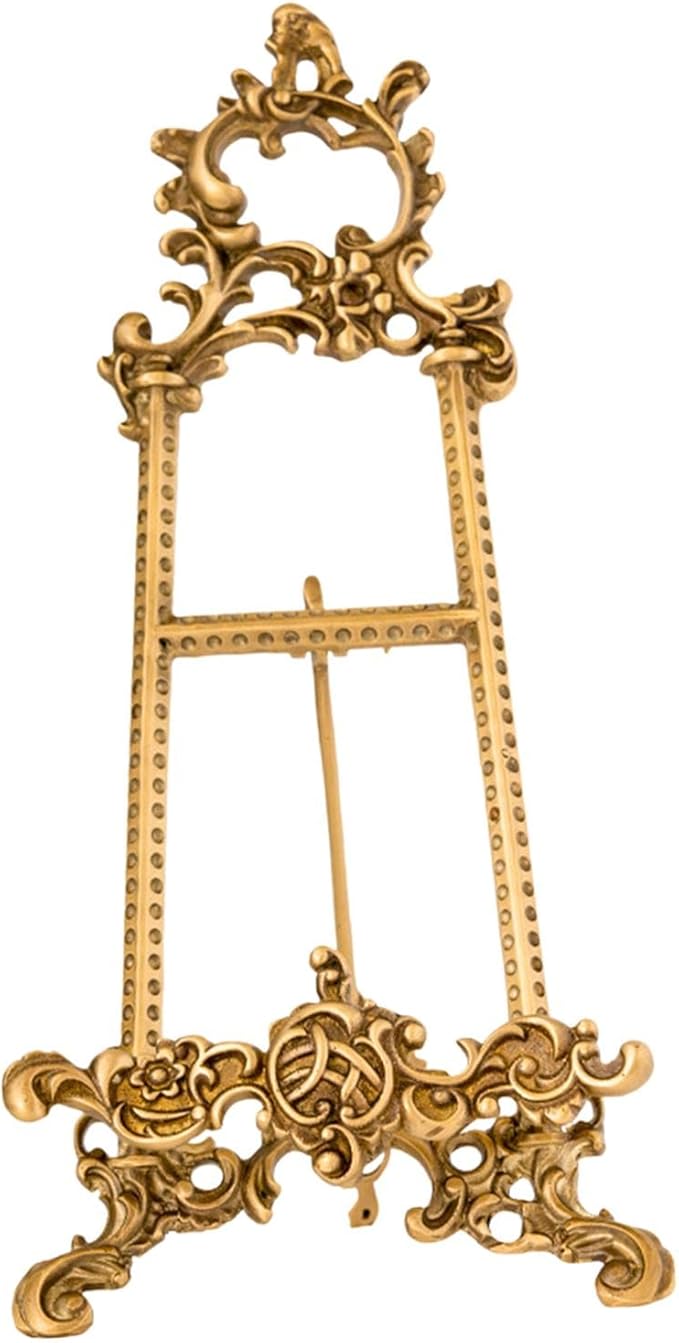 Vintage Plaque Holder for Display, Brass Picture Frame Holder Easel Metal