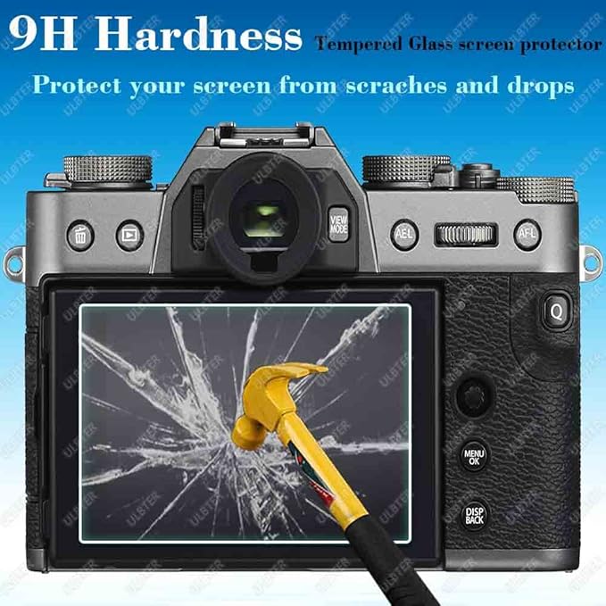 Screen Protector for Fujifilm X-T30 II Fuji X-T30II Silver/Black [3+2Pack] with Hot Shoe Cover, Tempered Glass Cover 0.3mm 9H Hardness Anti-Scrach Anti-Bubble