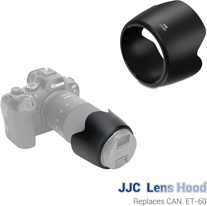 JJC ET-60 Lens Hood Shade for Canon RF 75-300mm f/4-5.6, EF 75-300mm f/4-5.6 III, EF-S 55-250mm f/4.5-5.6 is II, Replaces Canon ET-60, Reversible & Compatible with 58mm Filter/Lens Cap
