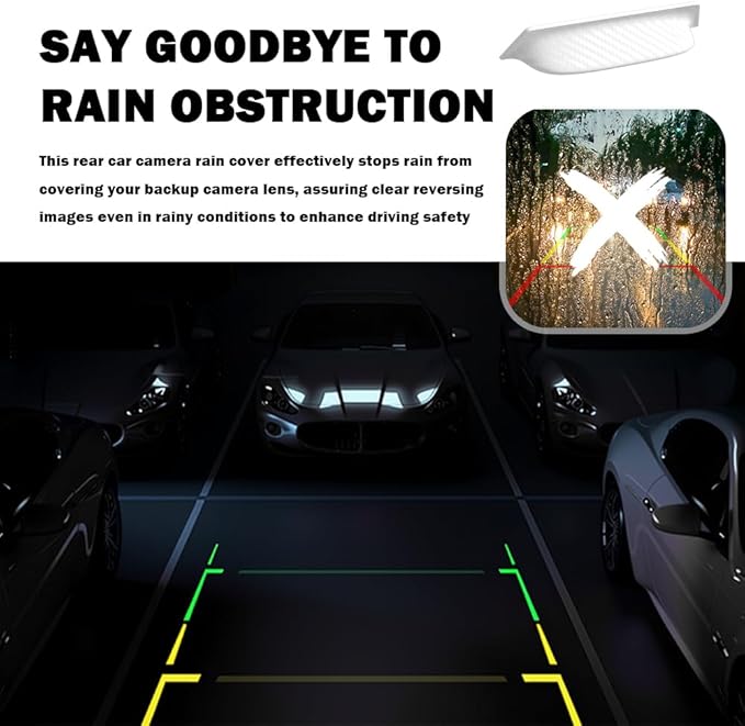 2PCS Backup Camera Rain Shield,Carbon Fiber Backup Camera for Car Anti-Rain Cover for Clear Rear View,Universal Reverse Cameras for Car Rain Cover Fits Cars/SUVs/Trucks (White/2PCS)
