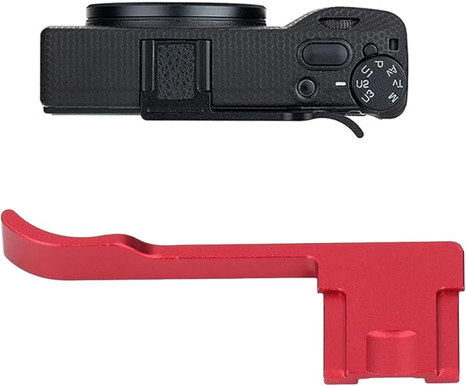 Bewinner Metal Hot Shoe Thumb Up Grip for GR III GR IIIX, Ergonomic Aluminum Alloy Hand Grip Camera Accessory (Red)