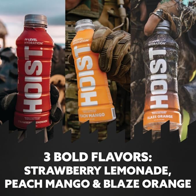 HOIST Premium Military Hydration Electrolyte Drink, Powerful IV-Level Hydration, Clinically Proven Performance Drink, Variety Pack, 16 Fl Oz (Pack of 12)