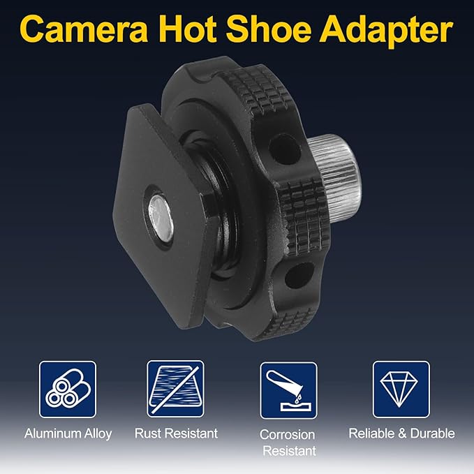 Hot Shoe Adapter, 1/4 Inch Female Hot Shoe Mount Adapter Tripod Plate Converter with 1/4" Screw for Flash Video Light Monitors DSLR Camera Rig Gimbal