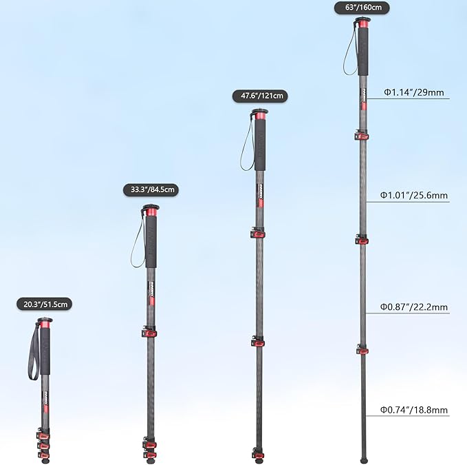 Camera Monopod INNOREL VM60C Carbon Fiber Portable Compact Lightweight Travel Monopod with Fast Flip Lock for Canon Nikon Sony DSLR Camera Video Camcorder Photography Load 22lbs/10kg Height 63in/160cm