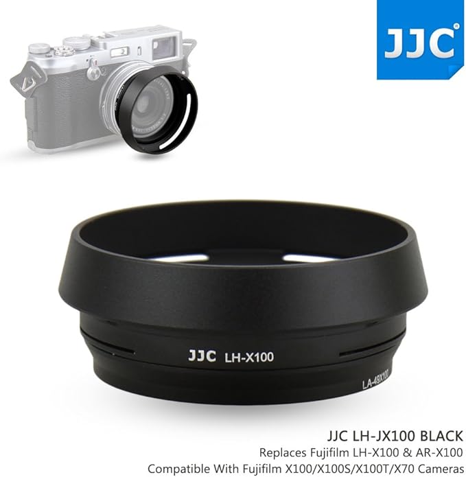 JJC Metal Lens Hood Shade Protector with 49mm Filter Adapter Ring for Fujifilm X100VI X100V X100F X100T X100S X100 X70 Replaces Fujifilm LH-X100 Lens Hood & AR-X100 Filter Adapter Ring/Black
