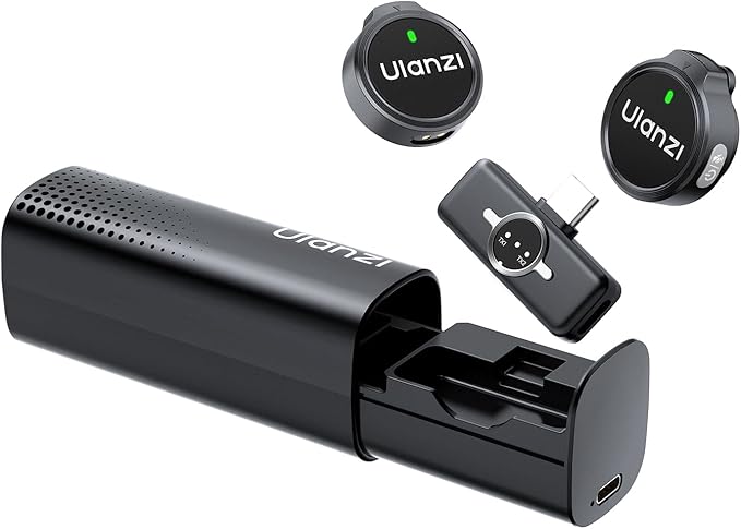 ULANZI A21 Drawer Wireless Microphone for iPhone15/16/17/Android, USB C Mini Lapel Mic with 32khz 24bit, AI Noise Reduction, Ultralight Button TX, 36H Battery for Video Recording, Streaming