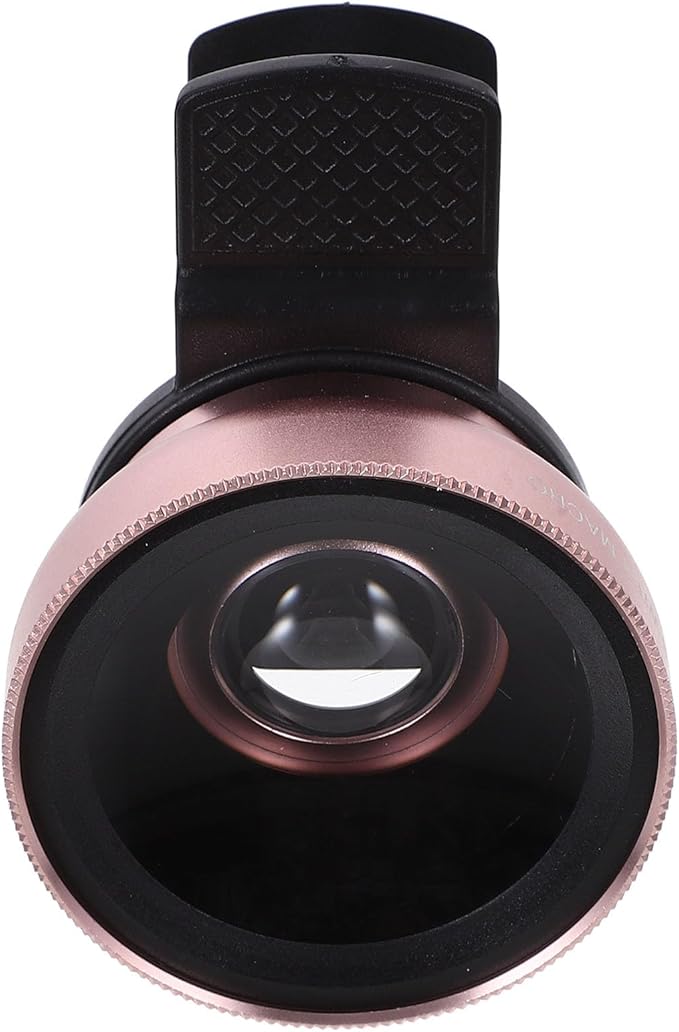Clip on Phone Lens 37Mm Wide Angle Macro 0.45X 49Uv Filter Multipurpose Camera Lens for Smartphones and Tablets Rose Gold