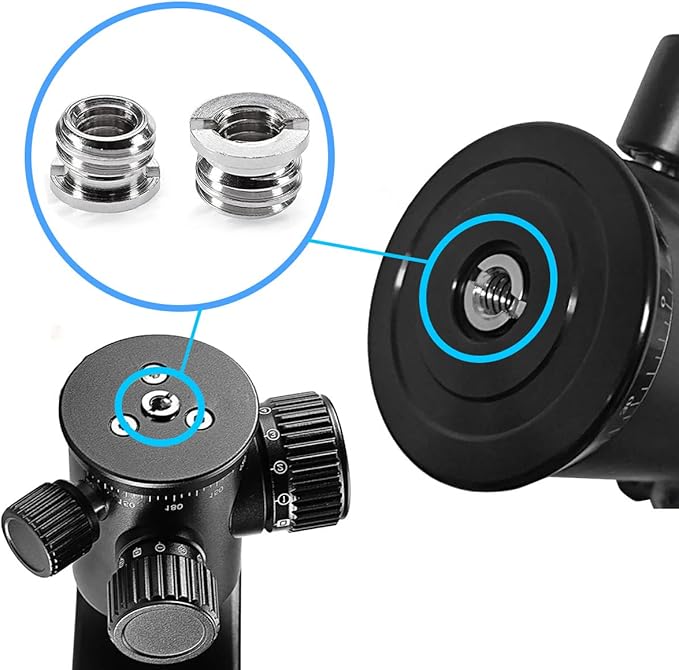 Threaded Tripod Screw Adapter Double Head Stud Standard Mounting Thread Converter 1/4" Male to 3/8" Female Adapter Set for Camera Cage Mount Light Stand Monopod Shoulder Rig Tripod,Camera Monitor