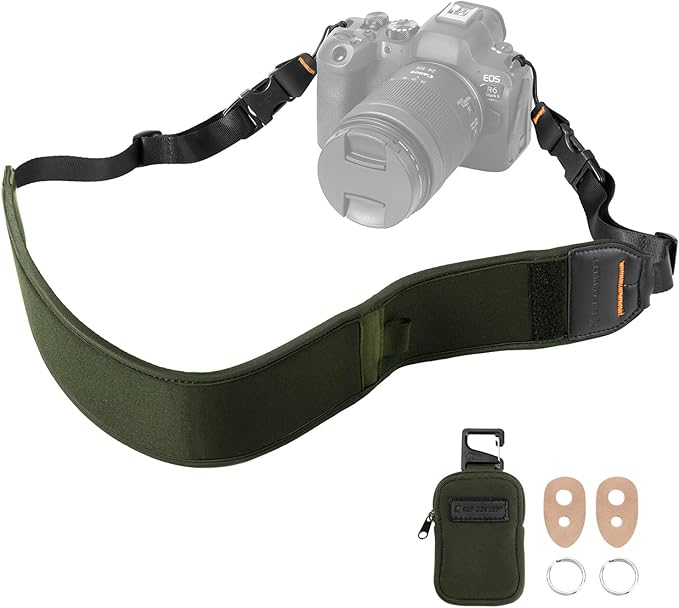 K&F Concept Camera Neck Strap for Photographers, Soft Neoprene Adjustable Shoulder Belt with Zipped Pockets