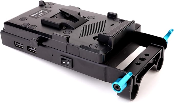 KOCACKOO V-Mount Lock Battery Plate Power Supply Splitter Adapter with 15mm Rod Clamp + LP-E6 Dummy Battery for BMPCC 4K/6K、DSLR RED Cameras、Camcorders、Canon 5D2/5D3/5D4/6D/6D2/7D/7D2/70D/80D/5DSR