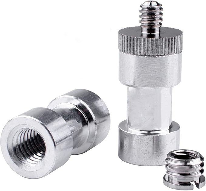Maxmoral 3 Sets 1/4 Inch to 3/8 Inch Threaded Screw Mount Adapter Set for Camera Tripod Monopod DSLR Camera Flash Trigger - Female to Female Adapter, Male to Male Screw, Reducer Bushing Screw