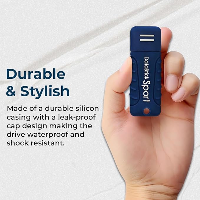 Centon Electronics MP Essential USB 3.2 Gen1 DataStick Sport Flash Drive, 8 GB, 10 USB Flash Drives, 10 Bulk Pack, Navy Blue