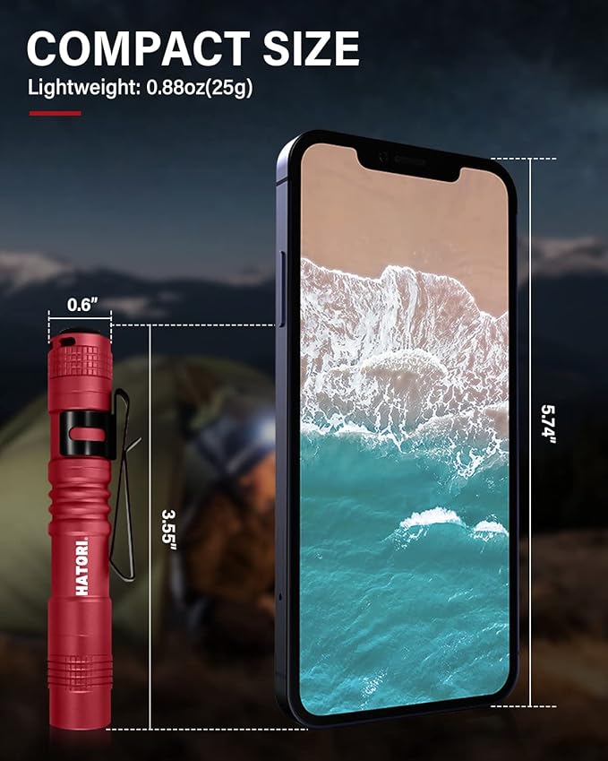 HATORI Flashlights Bright LED Flashlight Super Mini Flashlight with High Lumens Flash Light Pen Light Small Flashlights for Emergencies Outdoor Pocket Flashlight (1 Pack)