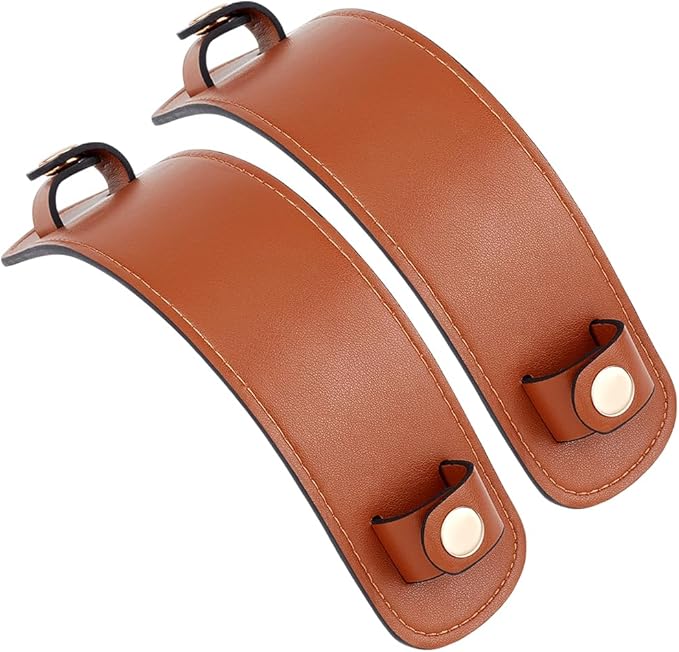 Beebeecraft 2 Sets Leather Strap Shoulder Pad Detachable Imitation Leather Backpack Shoulder Replacement Cushion Pressure Relief Bag Cover for Crossbody Bags Messenger Camera Purse Tote Dark Brown
