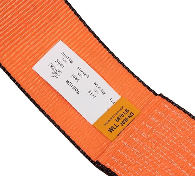 Mytee Products 4 Pack 4" x30' Winch Strap with Chain Anchor - 6670 lbs High Abrasion 18" Chain Extension with Grab Hook - 4 Inch Heavy Duty Tie Down Straps for Flatbed Truck Utility Trailer